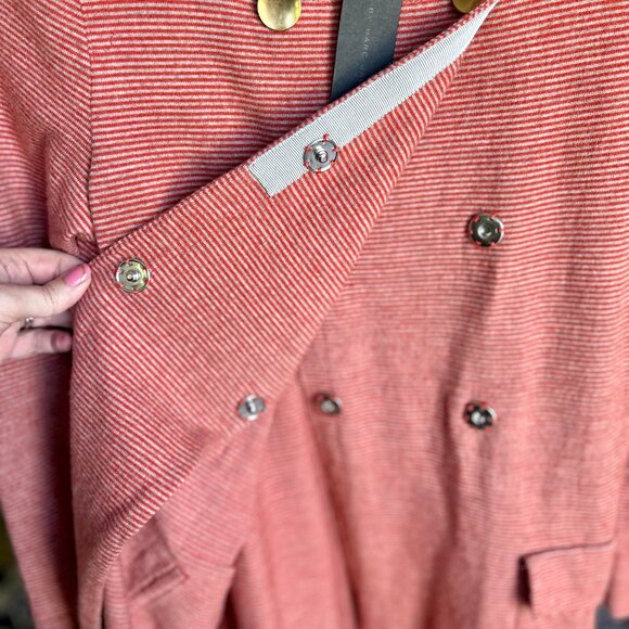 NWT Marc by Marc Jacobs Peacoat Style Coat Dress w/ Pockets Orange Stripe Sz XS - Picture 10 of 10
